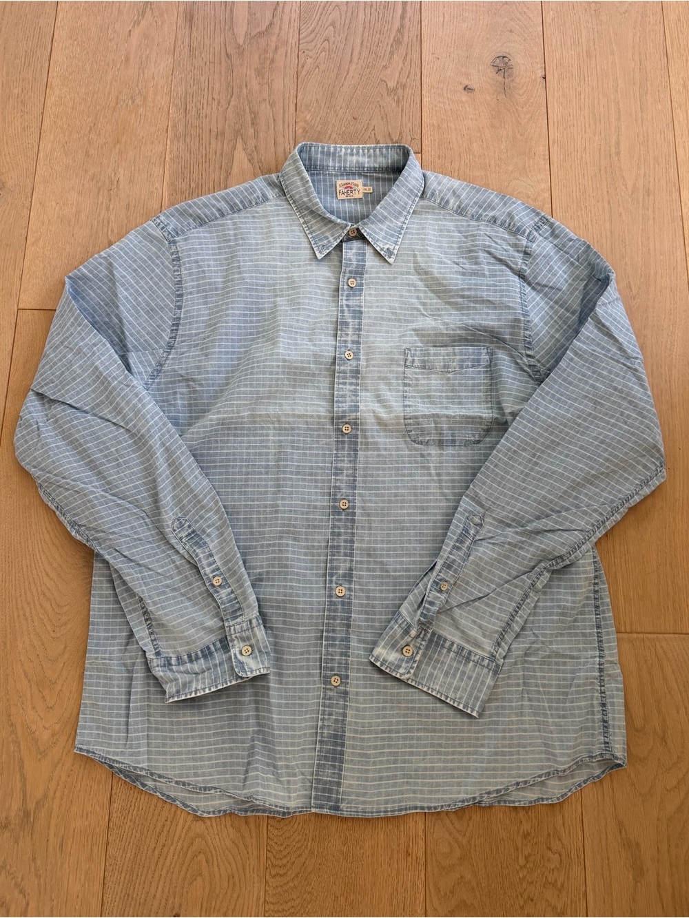 Faherty Brand Indigo Striped 100% Cotton Button Down Shirt Men’s XXL NWOT